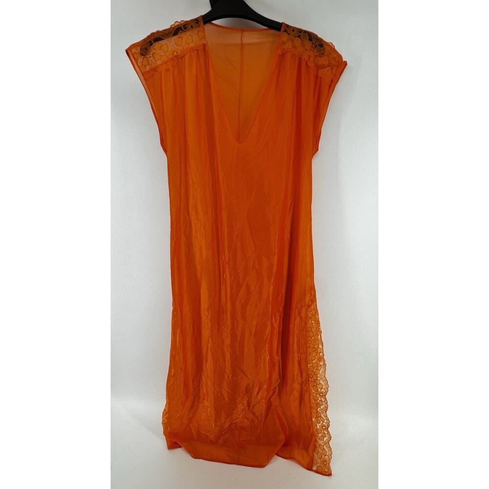 Vintage Triko Bella Vintage Sheer Nightgown Orange Size Small Slip